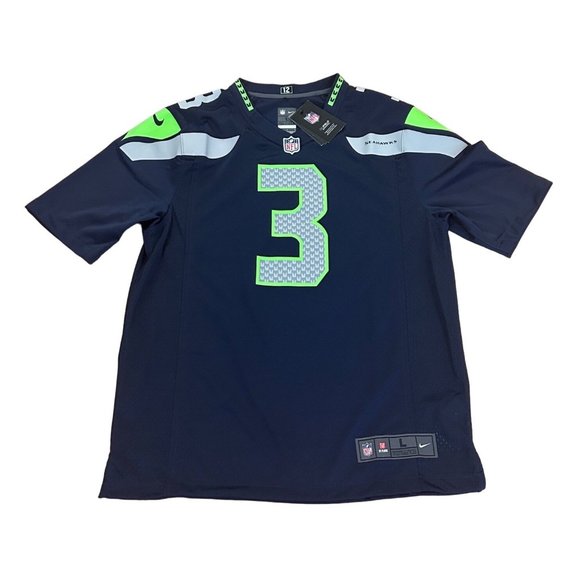 Seattle Seahawks Russell Wilson #3 Nike NFL Blue Home Jersey Men's Large NWT - Picture 1 of 9